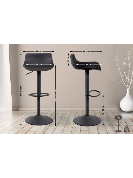 Set van 4 barkrukken Aveiro, zwart