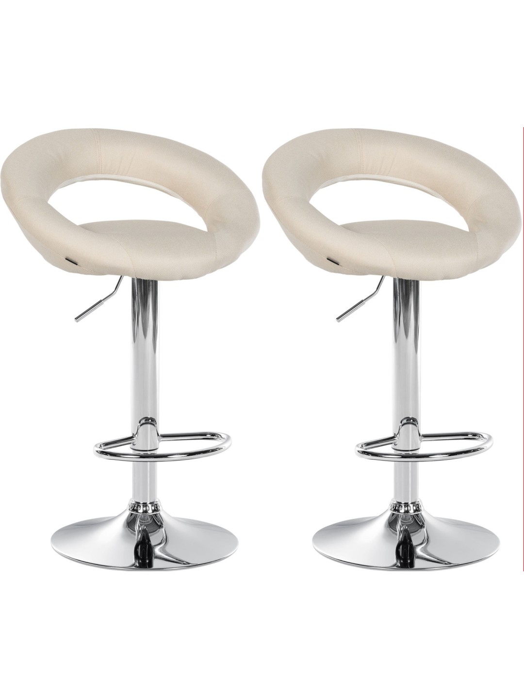Set van 2 barstoelen Olinda stof chroom, crème
