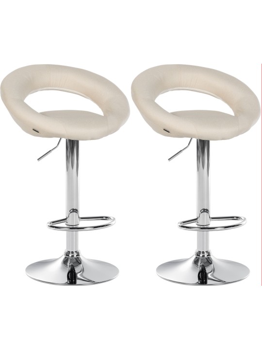 Set van 2 barstoelen Olinda stof chroom, crème Set van 2 barstoelen Olinda stof chroom, crème