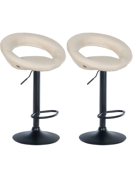 Set van 2 barkrukken Olinda stof zwart, crème Set van 2 barkrukken Olinda stof zwart, crème