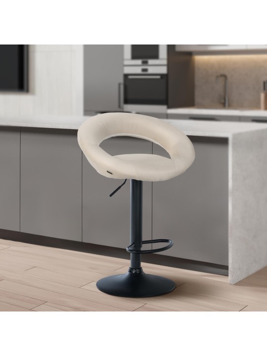 Set van 2 barkrukken Olinda stof zwart, crème Set van 2 barkrukken Olinda stof zwart, crème