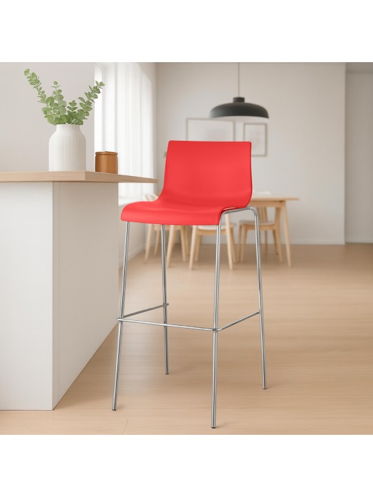 Barkruk Hoover chroom 4-poots frame, rood Barkruk Hoover chroom 4-poots frame, rood