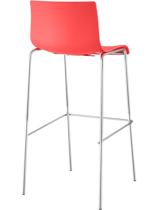 Barkruk Hoover chroom 4-poots frame, rood Barkruk Hoover chroom 4-poots frame, rood