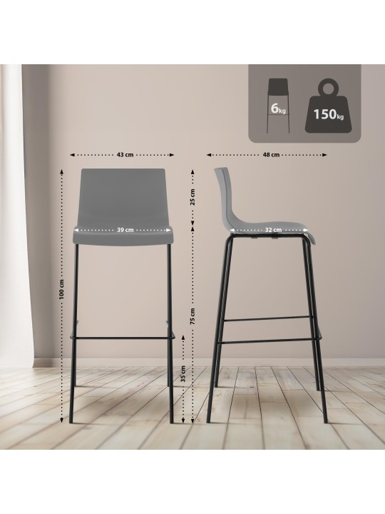 Barkruk Hoover 4-poots frame, grijs Barkruk Hoover 4-poots frame, grijs