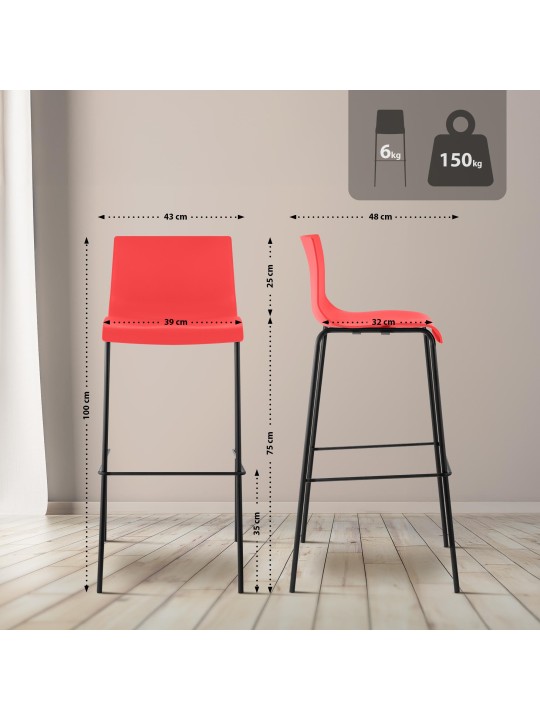 Barkruk Hoover 4-poots frame, rood