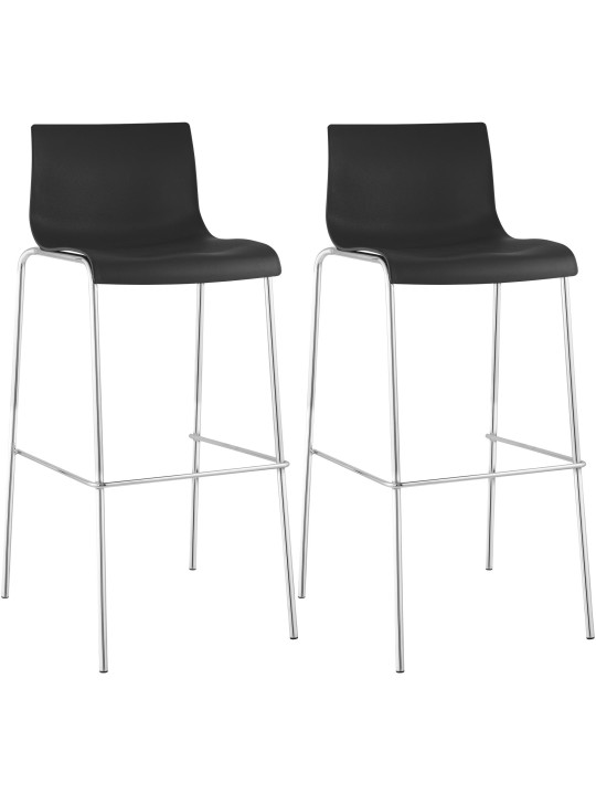 Set van 2 barkrukken Hoover kunststof 4-poots frame chroom, zwart