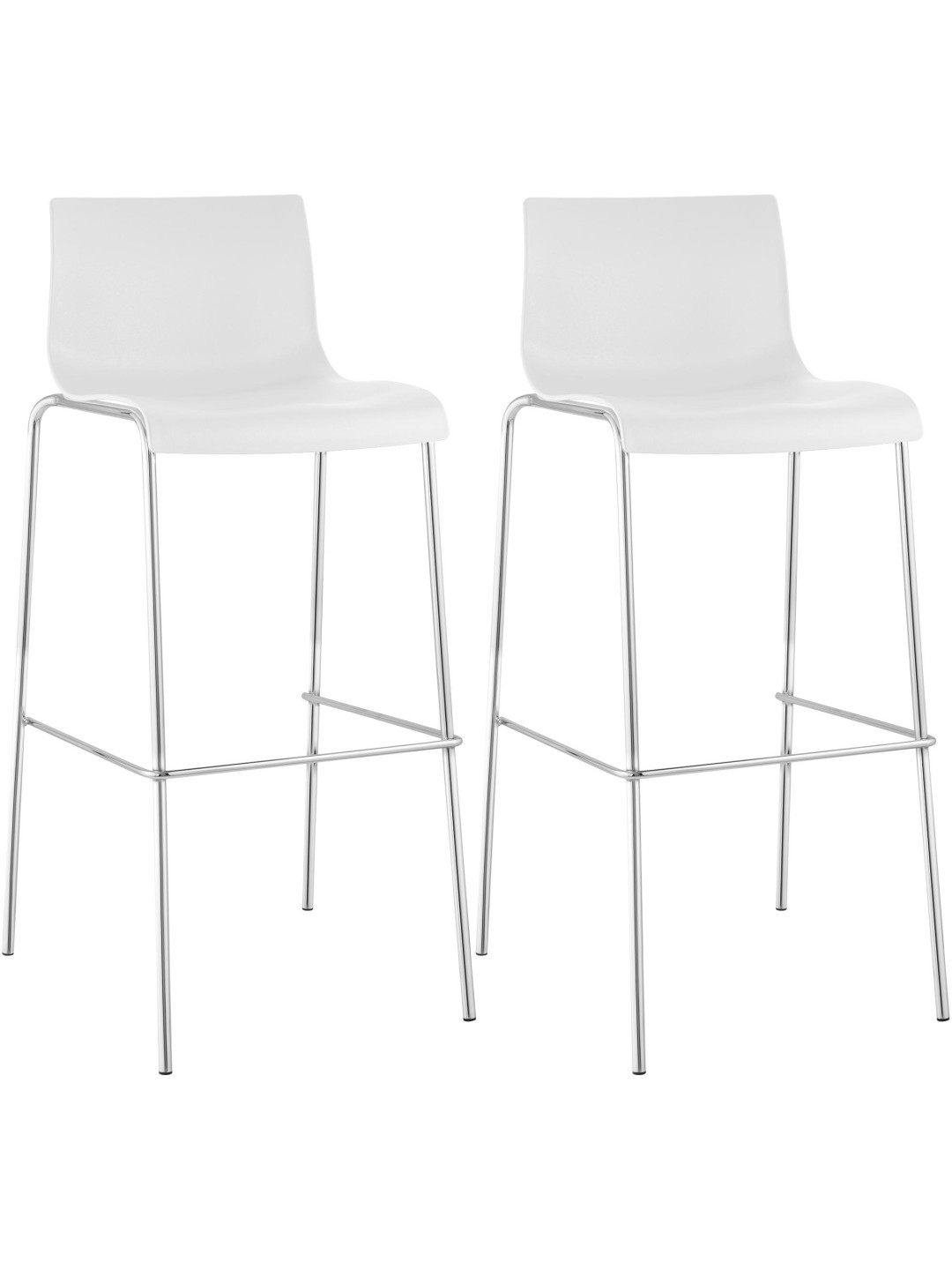 Set van 2 barkrukken Hoover kunststof 4-poots onderstel chroom, wit