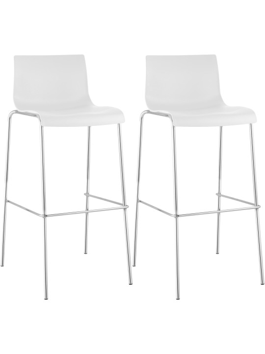 Set van 2 barkrukken Hoover kunststof 4-poots onderstel chroom, wit