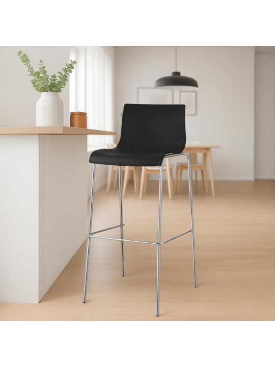 Set van 2 barkrukken Hoover kunststof 4-poots frame chroom, zwart