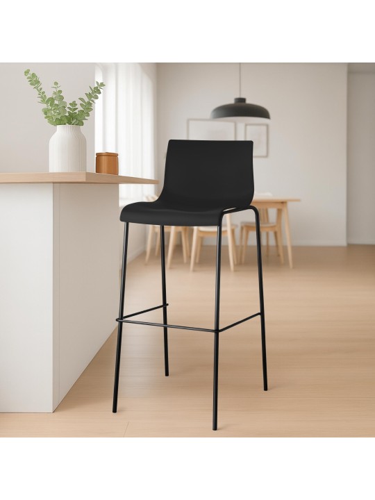 Set van 2 barkrukken Hoover kunststof 4-poots frame, zwart