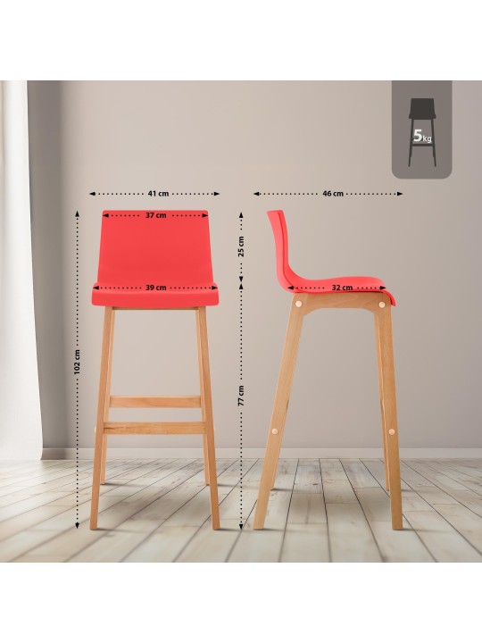 Barkruk Hoover Natura 4-poots frame, rood Barkruk Hoover Natura 4-poots frame, rood