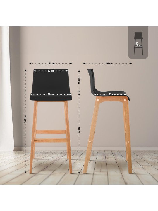 Set van 2 barkrukken Hoover Natura, zwart Set van 2 barkrukken Hoover Natura, zwart