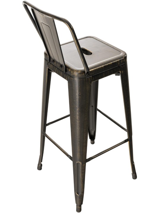 Barkruk Mason antiek, zwart-goud