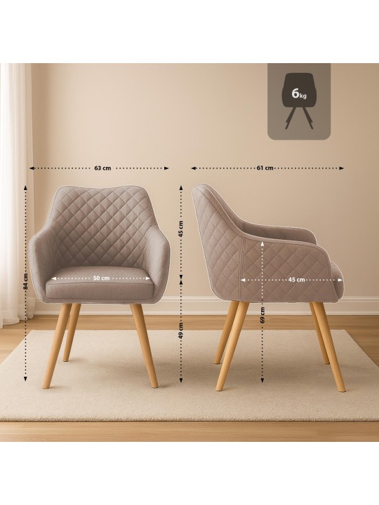 Eetkamerstoel Gent stof natura, taupe Eetkamerstoel Gent stof natura, taupe