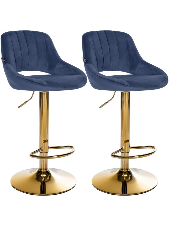 Set van 2 barkrukken Milet Fluweel G, blauw Set van 2 barkrukken Milet Fluweel G, blauw