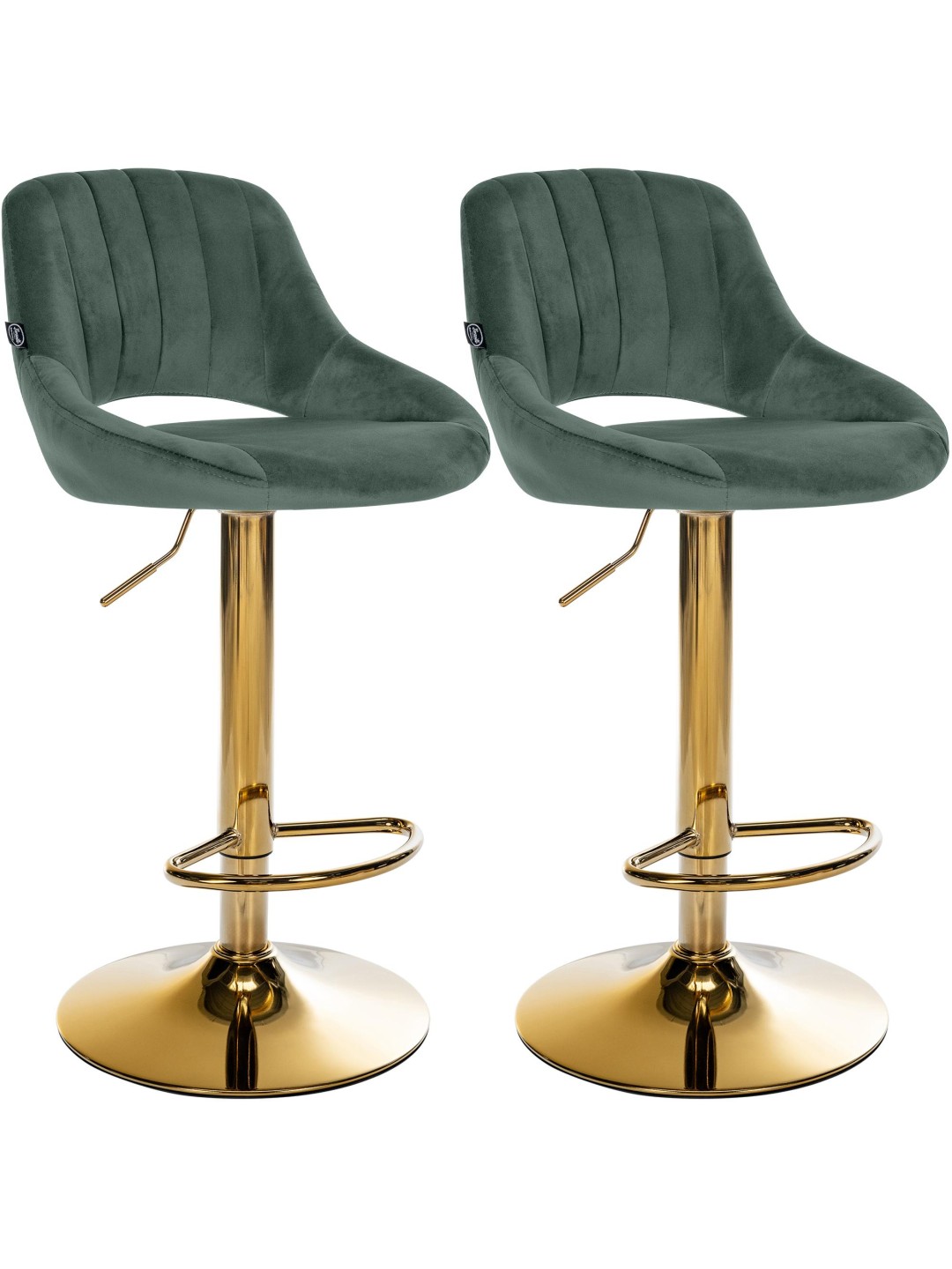 Set van 2 barkrukken Milet Fluweel G, groen