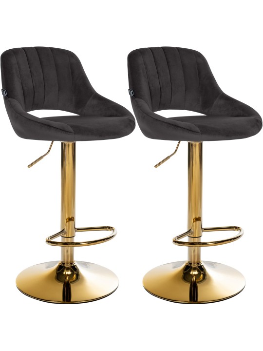 Set van 2 barkrukken Milet Fluweel G, zwart