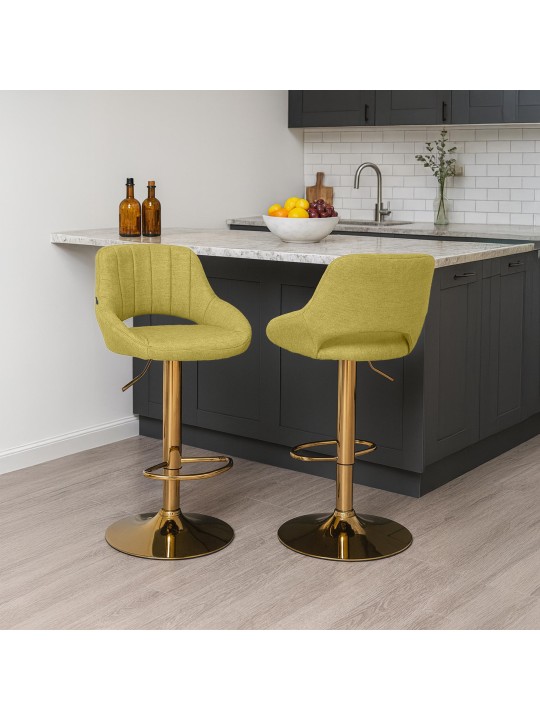 Barkruk Milet stof goud, groen Barkruk Milet stof goud, groen