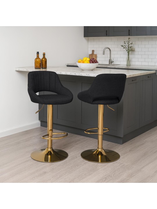Set van 2 barkrukken Milet stof G, zwart Set van 2 barkrukken Milet stof G, zwart