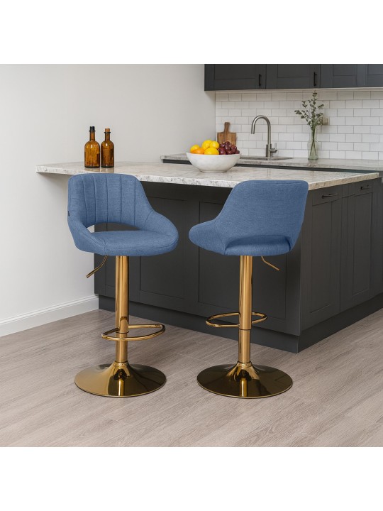 Set van 2 barkrukken Milet stof G, blauw