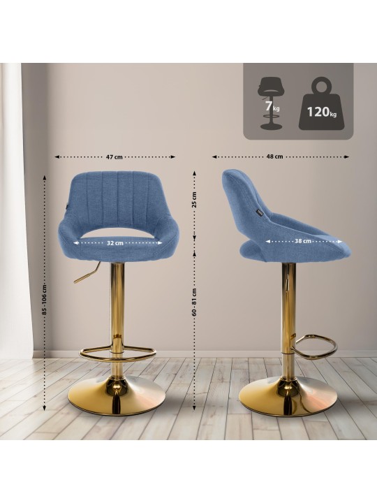 Set van 2 barkrukken Milet stof G, blauw