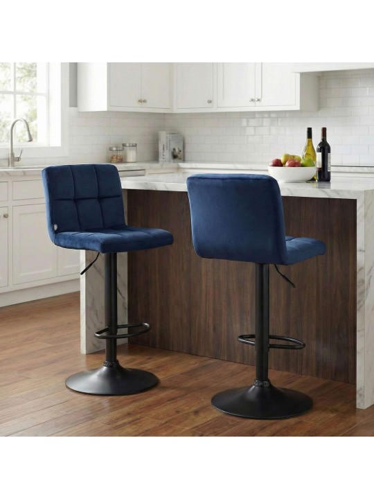 Barkruk Peru fluweel, blauw