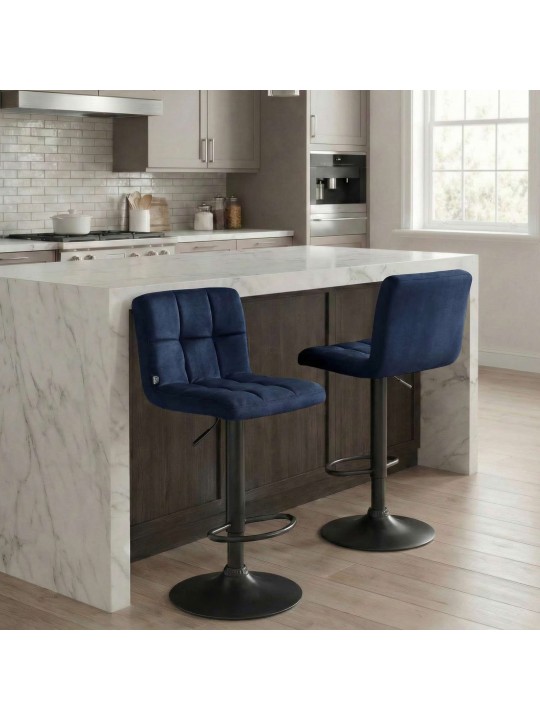 Barkruk Peru fluweel, blauw