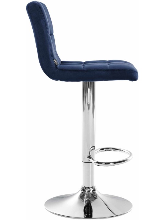 Barkruk Peru fluweel chroom, blauw