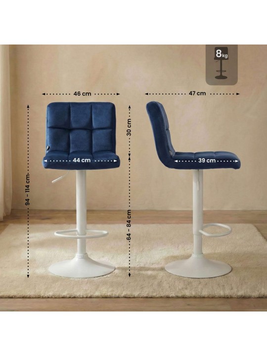 Barkruk Peru fluweel, blauw