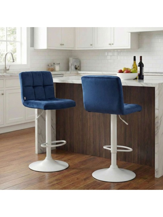 Barkruk Peru fluweel, blauw