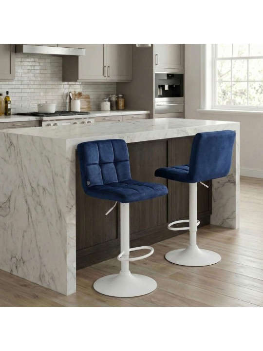 Barkruk Peru fluweel, blauw
