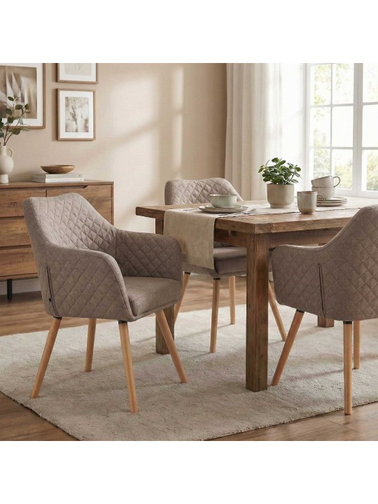 Eetkamerstoel Gent stof natura, taupe Eetkamerstoel Gent stof natura, taupe