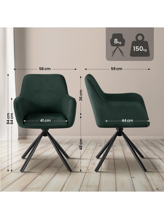 Stoel Tipton Cord, groen Stoel Tipton Cord, groen