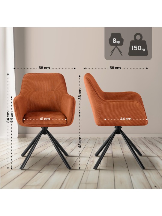 Stoel Tipton Cord, oranje Stoel Tipton Cord, oranje
