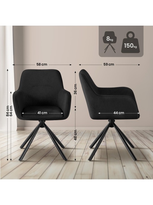 Stoel Tipton Cord, zwart Stoel Tipton Cord, zwart