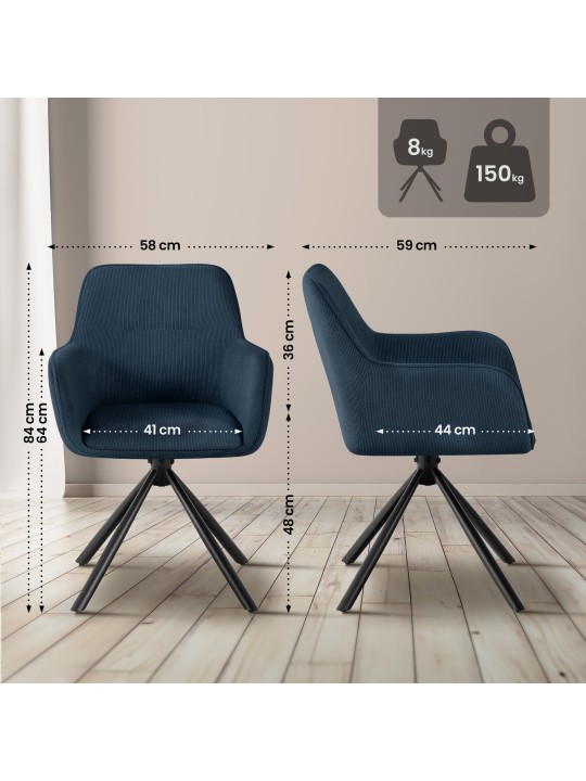 Stoel Tipton Cord, blauw