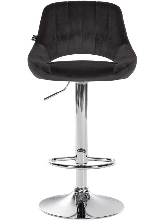 Barkruk Milet fluweel chroom, zwart