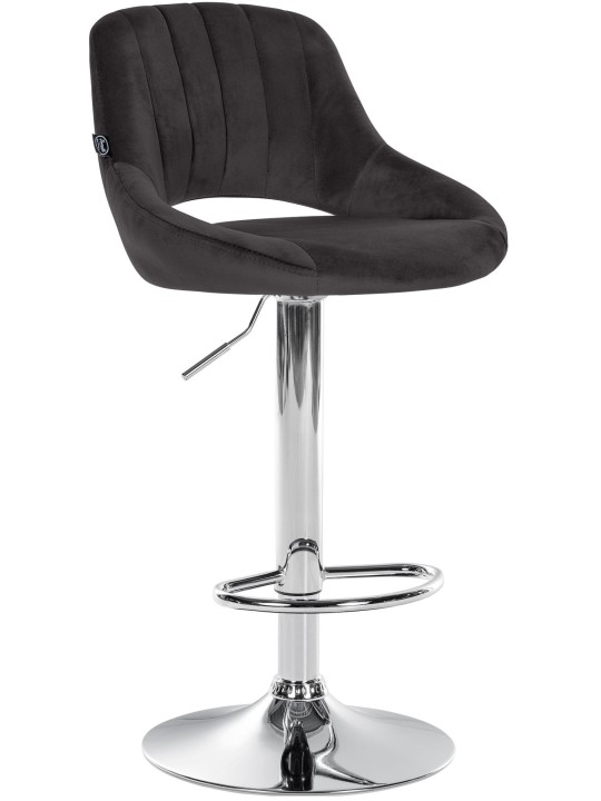 Barkruk Milet fluweel chroom, zwart