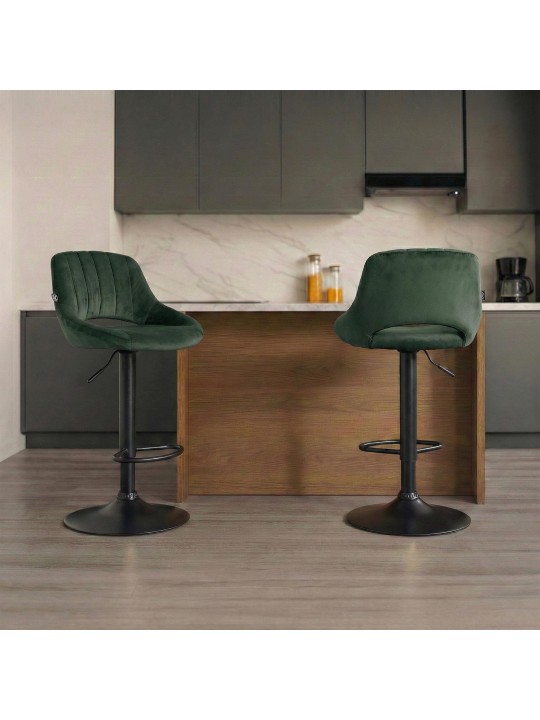 Barkruk Milet fluweel, groen
