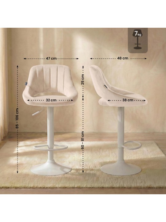 Barkruk Milet fluweel, crème