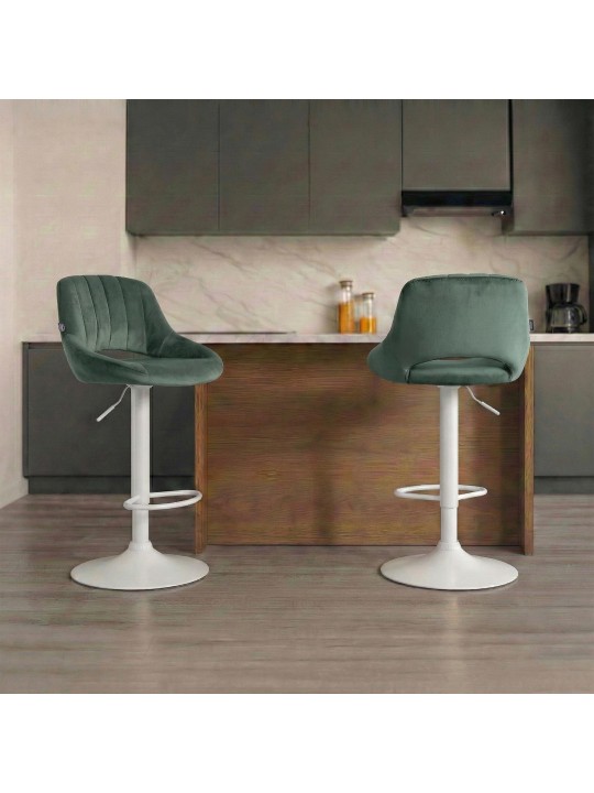 Barkruk Milet fluweel, groen