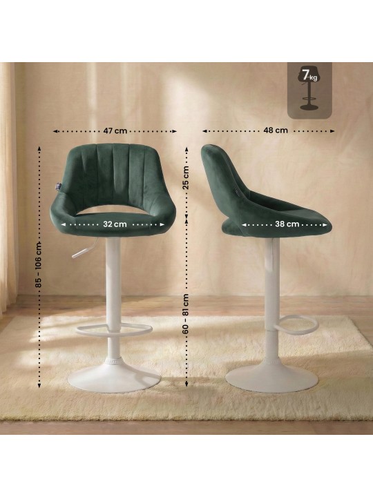 Barkruk Milet fluweel, groen