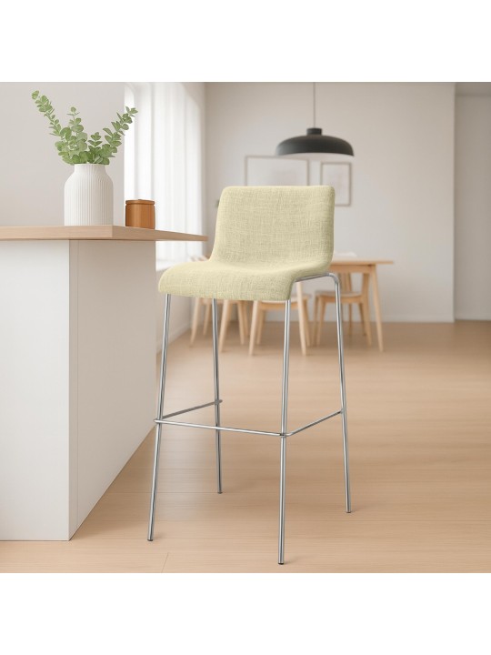 Barkruk Hoover stof 4-poots frame chroom, crème Barkruk Hoover stof 4-poots frame chroom, crème