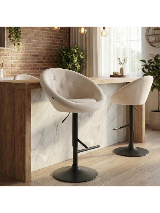 Barkruk London fluweel zwart, crème Barkruk London fluweel zwart, crème