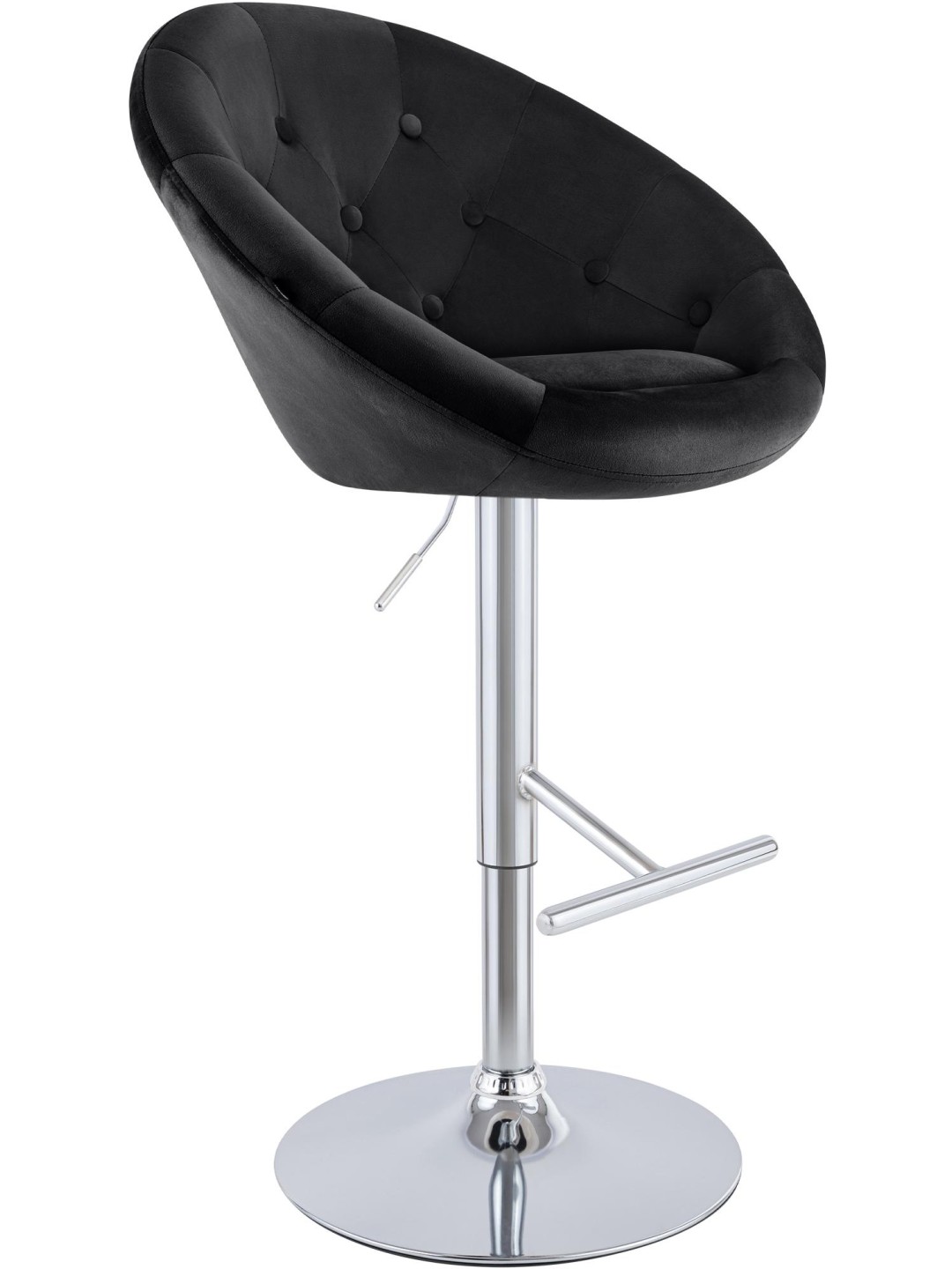 Barkruk London fluweel chroom, zwart