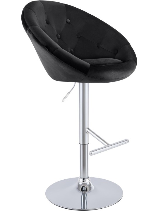 Barkruk London fluweel chroom, zwart