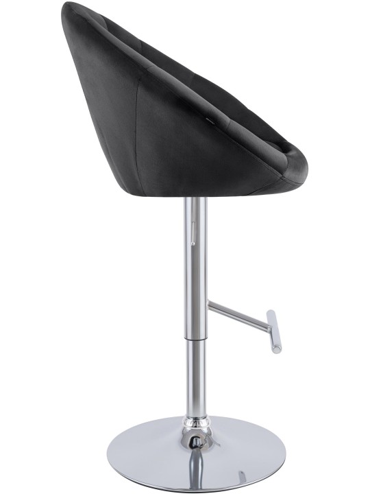 Barkruk London fluweel chroom, zwart
