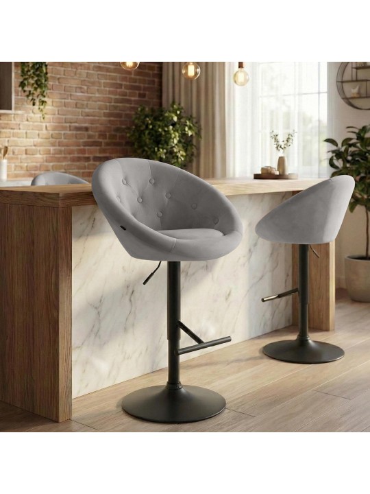 Barkruk London fluweel zwart, grijs Barkruk London fluweel zwart, grijs