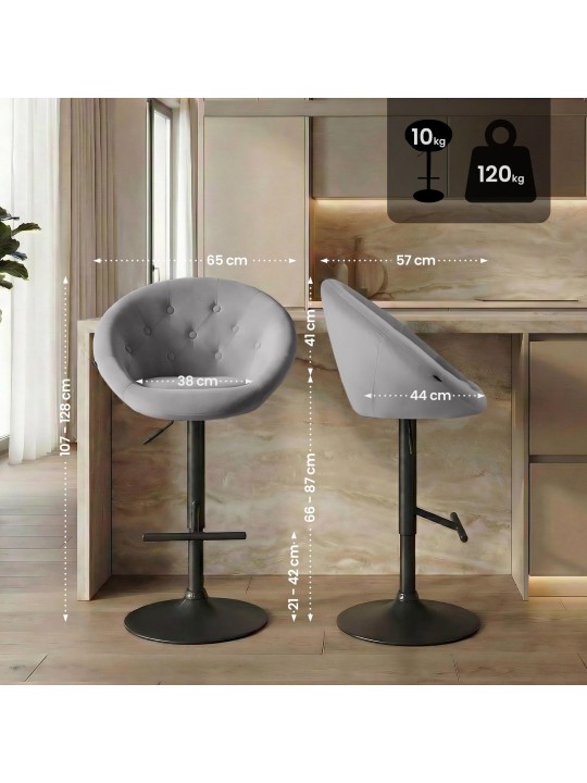 Barkruk London fluweel zwart, grijs Barkruk London fluweel zwart, grijs