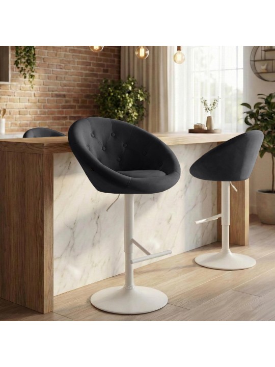 Barkruk London fluweel wit, zwart Barkruk London fluweel wit, zwart
